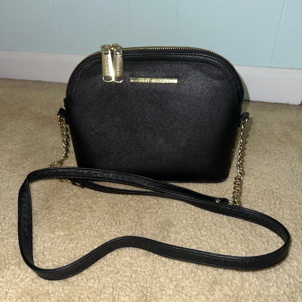 Steve Madden Black and Gold Crossbody Bag